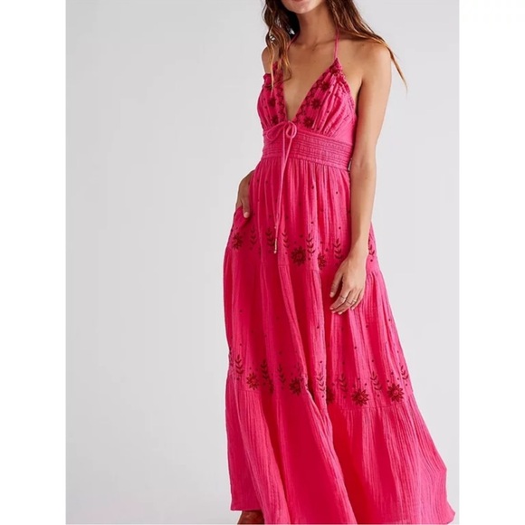 🎉LAST PIECE🎉FREE PEOPLE Real Love Embroidered Maxi Dress - Picture 8 of 9